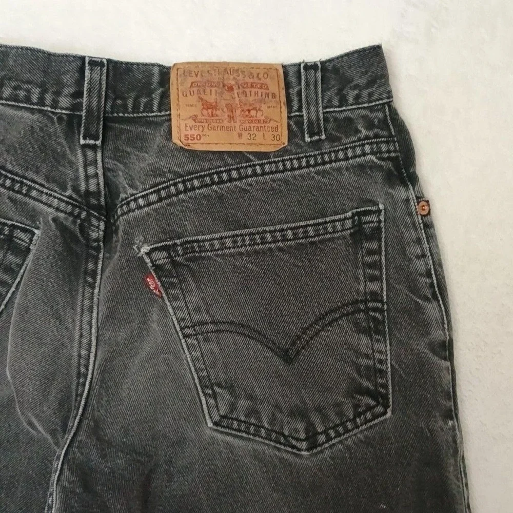 Vintage Levis 550 Jeans Mens 32x30 Black Y2K Straight Relaxed Charcoal Denim